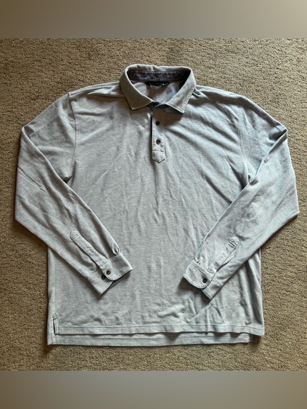 Brooks Brothers Long Sleeve Polo Shirt Mens XXL Gray Cotton